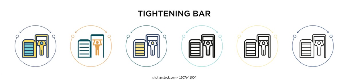 Tightening bar icon in filled, thin line, outline and stroke style. Vector illustration of two colored and black tightening bar vector icons designs can be used for mobile, ui, web