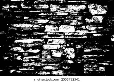 Tightly arranged square black stones creating a uniform compact surface. Paving stones, wall decor surface with realistic raw uneven textured effect - seamless pattern illustration background