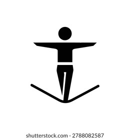 Tightrope walker balancing on rope with arms extended, skill icon