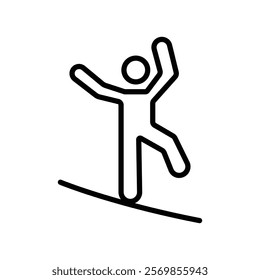 Tightrope walker icon Black and white outline vector