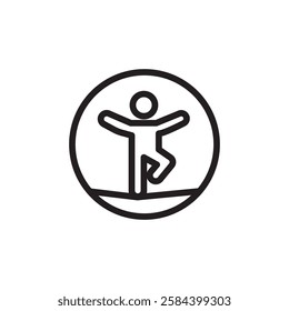 Tightrope walker icon black and white vector outline sign