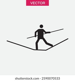 Tightrope walker icon, vector simple flat black trendy style illustration for web and app..eps