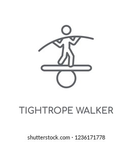 Tightrope walker linear icon. Modern outline Tightrope walker logo concept on white background from Circus collection. Suitable for use on web apps, mobile apps and print media.