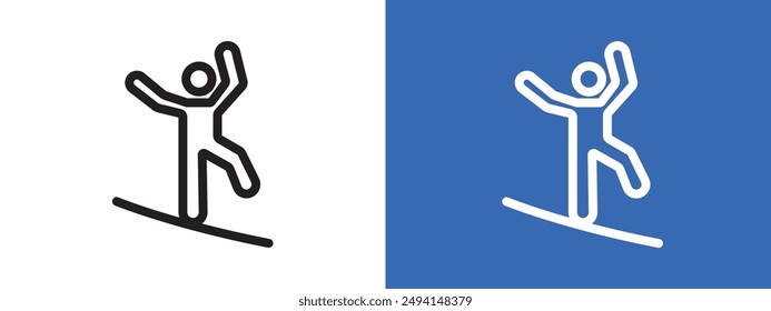 Tightrope walker logo sign set vector outline