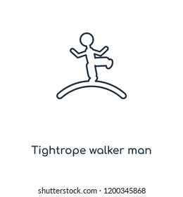 Tightrope walker man concept line icon. Linear Tightrope walker man concept outline symbol design. This simple element illustration can be used for web and mobile UI/UX.
