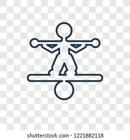 Tightrope walker man concept vector linear icon isolated on transparent background, Tightrope walker man concept transparency concept in outline style