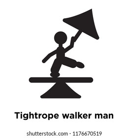Tightrope walker man icon vector isolated on white background, logo concept of Tightrope walker man sign on transparent background, filled black symbol