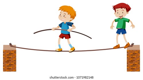 Tightrope Walker on White Background illustration