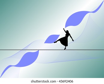 tightrope walker - women silhouette