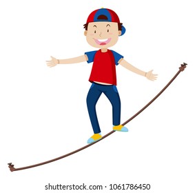 Tightrope Walking on White Background illustration