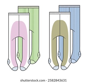 Tights for girl vector design technical flat drawing.