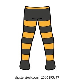 Tights for girls with in black and orange wide stripes color variation. Image produced without the use of any form of AI software at any stage.