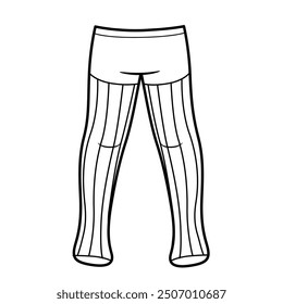 Tights for girls with long vertical stripes line art. Image produced without the use of any form of AI software at any stage.