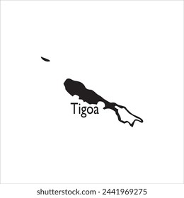 Tigoa Solomon Island map and black letter design on white background