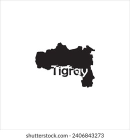 Tigray Ethiopia map and black lettering design on white background