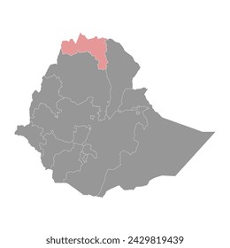 Tigray Region map, administrative division of Ethiopia. Vector illustration.