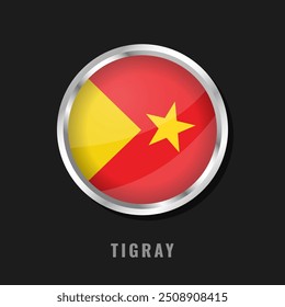 Bandera nacional con marco redondo de Tigray. Bandera circular brillante de Tigray.
