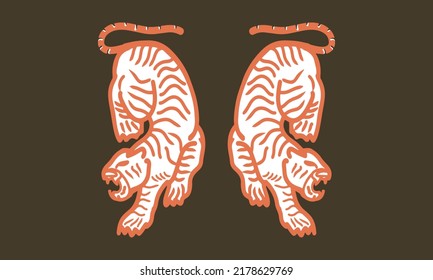 Tigre Hand Drawn Vintage Vector Design Illustration