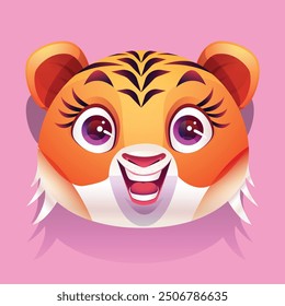 Tigress Face Sticker, Icon Vector Background.