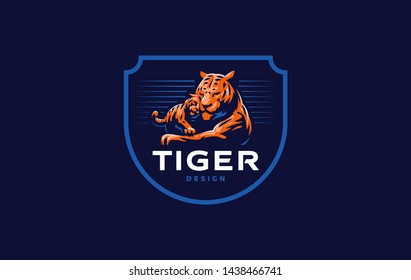 A tigress with a tiger cub lies. Vector illustration.