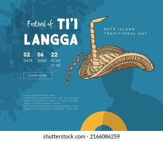 ti'i langga rote traditional hat indonesia culture hand drawn illustration for poster and social media design inspiration