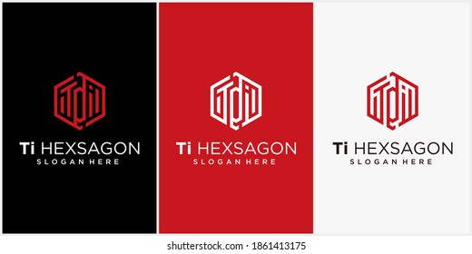 TI,IT hexagone logo initial logo