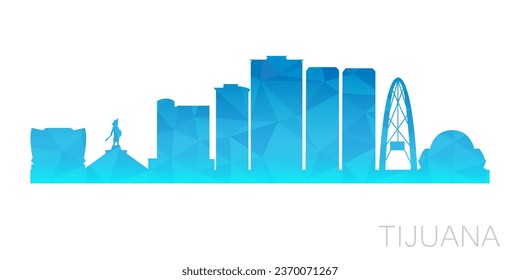 Tijuana, Baja California, Mexico Low Poly Skyline Clip Art City Design. Geometric Polygon Graphic Horizon Icon. Vector Illustration Symbol.