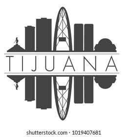 Tijuana Mexico America Skyline Vector Art Mirror Silhouette 