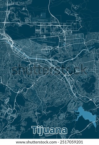 Tijuana, Mexico artistic blueprint map poster