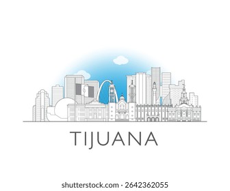 Tijuana, Mexico cityscape illustratie skyline tekening