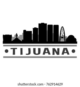 Tijuana Mexico Skyline Silhouette Stamp City Design Vector Art Template 