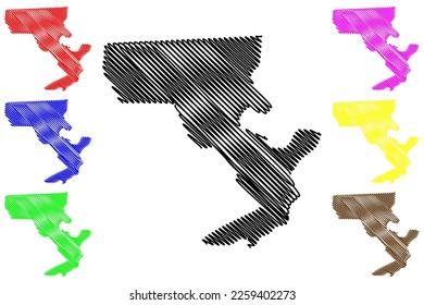 Tijuana municipality (Free and Sovereign State of Baja California, Mexico, United Mexican States) map vector illustration, scribble sketch Tijuana map