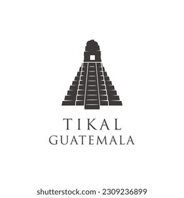 tikal guatemala palace temple logo vector icon 