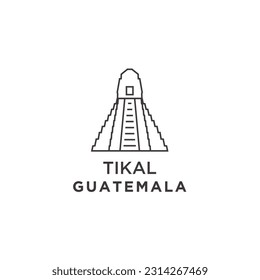 Tikal guatemala palace temple logo vector icon