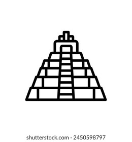 Tikal Temple Outline Icon Vector Illustration