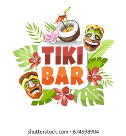 Tiki Bar Hawaii Party Time Holiday Vacation Creative
