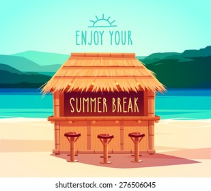 Tiki bar. Summer card / poster / template. Vector illustration.