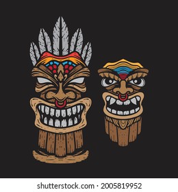 Tiki drawing. Creative design. Creative illustration.