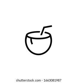 Tiki drink coconut outline icon. Clipart image isolated on white background