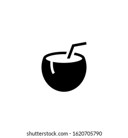 Tiki drink coconut silhouette icon. Clipart image isolated on white background
