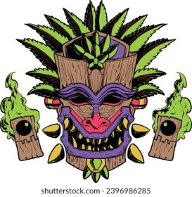 Tiki Face Oni Style Vector Set