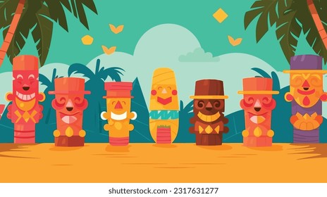 tiki festival background vector illustration