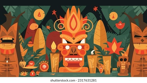 tiki festival background vector illustration