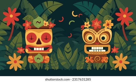 tiki festival background vector illustration