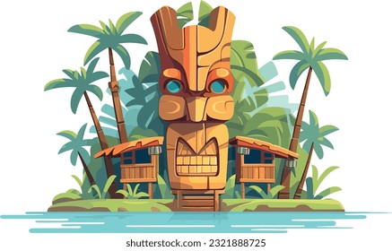 tiki festival island, tiki island vector illustration for t-shirt design, wall paper and printing. 