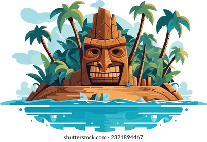 tiki festival island, tiki island vector illustration for t-shirt design, wall paper and printing. 