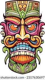 tiki festival, tiki man vector illustration, tiki man art for t-shirt design, sticker and wall art