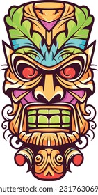 tiki festival, tiki man vector illustration, tiki man art for t-shirt design, sticker and wall art