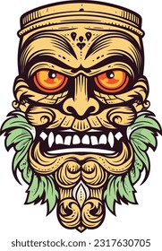 tiki festival, tiki man vector illustration, tiki man art for t-shirt design, sticker and wall art