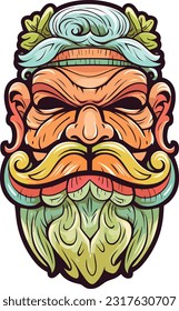 tiki festival, tiki man vector illustration, tiki man art for t-shirt design, sticker and wall art